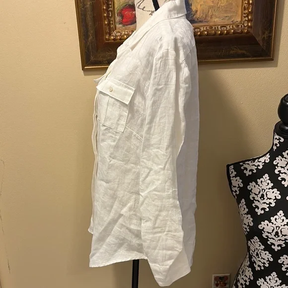 Tommy Bahama linen White Long Sleeve Button Down Double pockets Shirt - Picture 5 of 11